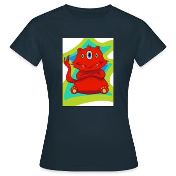 Monstre a trois yeux - T-shirt Femme - marine - Devant - AI Model Female 172 dark (172cm)
