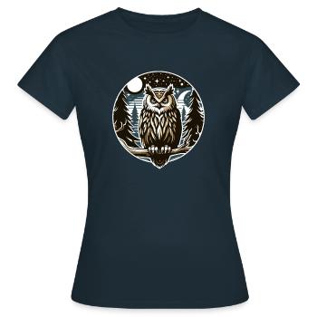 Owl, Bird of Prey, Bird, Eagle Owl, Owl - Women's T-Shirt - navy - Front - AI Model Female 172 dark (172cm)