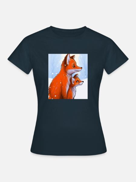 Füchse im Schnee - Frauen T-Shirt - Navy