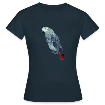 Perroquet gris peint à la main. Animaux de compagnie Articles de fan - T-shirt Femme - marine - Devant - AI Model Female 172 dark (172cm)