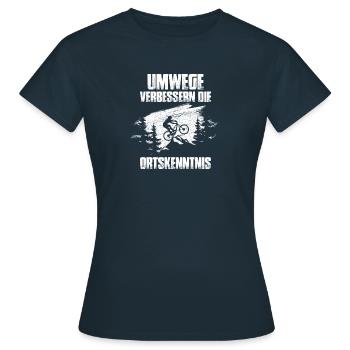 Umwege verbessern die Ortskenntnis MTB - Frauen T-Shirt - Navy - Vorne - AI Model Female 172 dark (172cm)