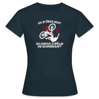Ich stürze nicht - Mountainbike - Frauen T-Shirt - Navy - Vorne - AI Model Female 172 dark (172cm)