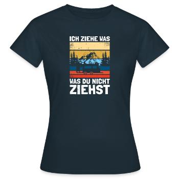 Ich ziehe was was du nicht ziehst Wohnwagen Camper - Frauen T-Shirt - Navy - Vorne - AI Model Female 172 dark (172cm)