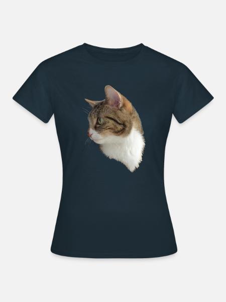 Hauskatze im Portrait - Frauen T-Shirt - Navy