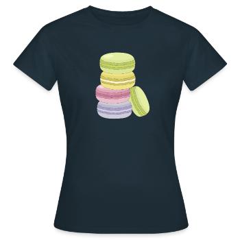 Zuckersüße, bunte Macarons - Frauen T-Shirt - Navy - Vorne - AI Model Female 172 dark (172cm)