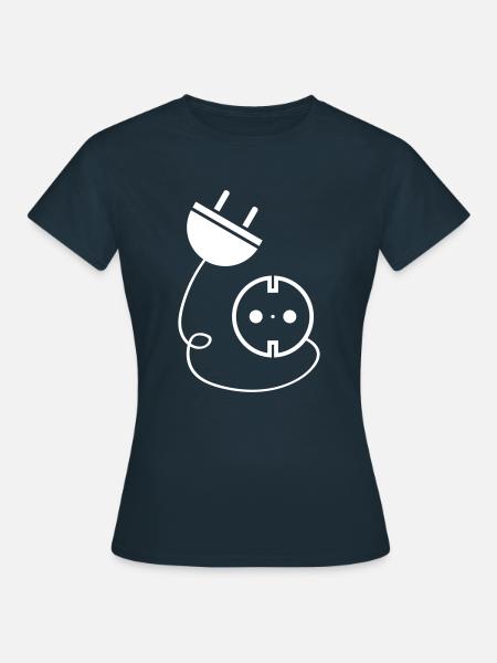 Steckdose Logo Strom Elektriker - Frauen T-Shirt - Navy