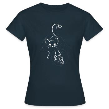 Eves Adam || Cat True White - Frauen T-Shirt - Navy - Vorne - AI Model Female 172 dark (172cm)