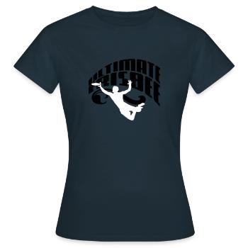 Ultimate Frisbee - Frauen T-Shirt - Navy - Vorne - AI Model Female 172 dark (172cm)