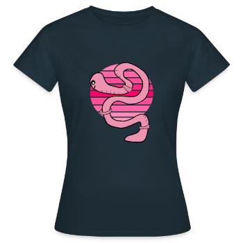 Wurm Sonnenuntergang - Frauen T-Shirt - Navy - Vorne - AI Model Female 172 dark (172cm)