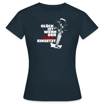 Glück ist wenn der Bass einsetzt (weiß) - Frauen T-Shirt - Navy - Vorne - AI Model Female 172 dark (172cm)