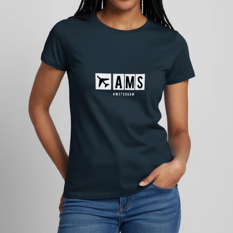 AMSTERDAM - FLUGHAFENCODE AMS Frauen T-Shirt
