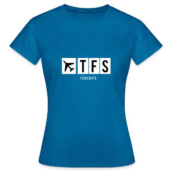 FLUGHAFEN TENERIFFA - TFS - Frauen T-Shirt - Antikblaues Saphir meliert - Vorne - AI Model Female 172 dark (172cm)