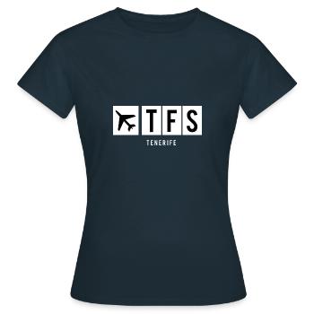 FLUGHAFEN TENERIFFA - TFS - Frauen T-Shirt - Navy - Vorne - AI Model Female 172 dark (172cm)