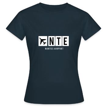 FLUGHAFEN NANTES - NTE - Frauen T-Shirt - Navy - Vorne - AI Model Female 172 dark (172cm)