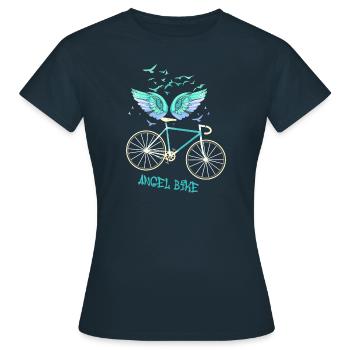 ailes d’ange, ailes, ailes d’ange, vélo, angelbike - T-shirt Femme - marine - Devant - AI Model Female 172 dark (172cm)