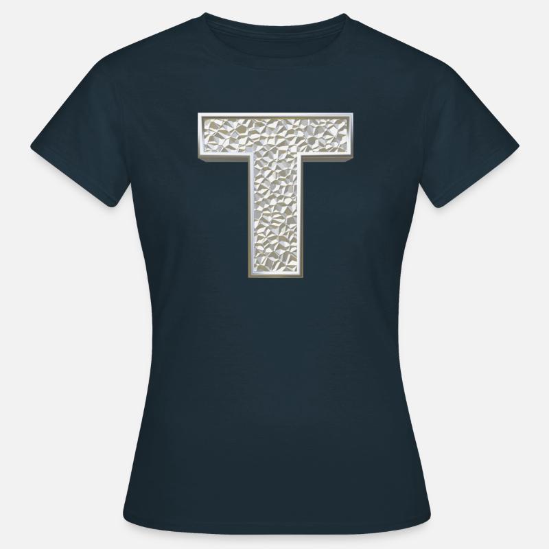 T, letter, initial, monogram, - Frauen T-Shirt - Navy