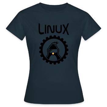 roue linux - T-shirt Femme - marine - Devant - AI Model Female 172 dark (172cm)