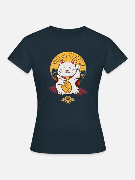 Retro Glückskatze - Frauen T-Shirt - Navy