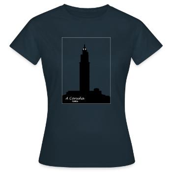 Tour d’Hercule à La Corogne, Galice, Espagne - T-shirt Femme - marine - Devant - AI Model Female 172 dark (172cm)