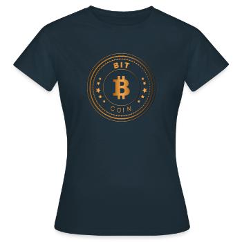 Bitcoin Digital Currency Make Money Shirt - T-shirt Femme - marine - Devant - AI Model Female 172 dark (172cm)