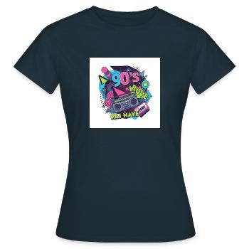 90s vibes: Walkman, cassette and co. - Women's T-Shirt - navy - Front - AI Model Female 172 dark (172cm)