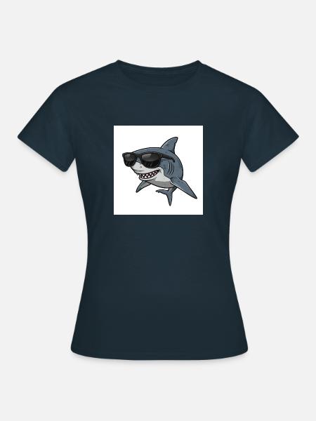 Cooler Hai mit Sonnenbrille - Frauen T-Shirt - Navy