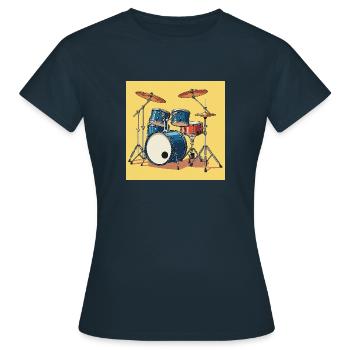 Das Schlagzeug: Rhythmus im Blut - Frauen T-Shirt - Navy - Vorne - AI Model Female 172 dark (172cm)