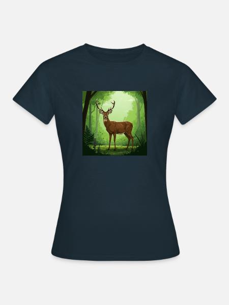 Hirsch - Naturschutz - Wald - Frauen T-Shirt - Navy