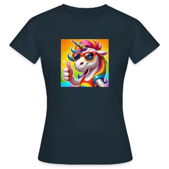 Licorne drôle avec des lunettes de soleil - glitter fun - T-shirt Femme - marine - Devant - AI Model Female 172 dark (172cm)