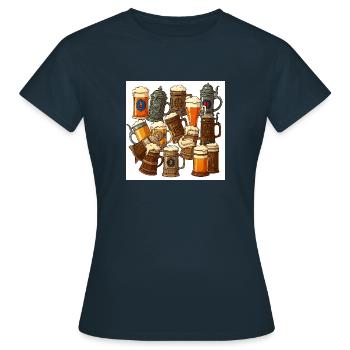 Der Bierkrug: Tradition zum Anstoßen - Frauen T-Shirt - Navy - Vorne - AI Model Female 172 dark (172cm)