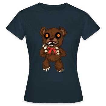 Zombie Teddy Horror Stofftier Halloween - Frauen T-Shirt - Navy - Vorne - AI Model Female 172 dark (172cm)