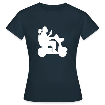 Elektrischer Rollstuhl Rollstuhlfahrer Behinderter - Frauen T-Shirt - Navy - Vorne - AI Model Female 172 dark (172cm)