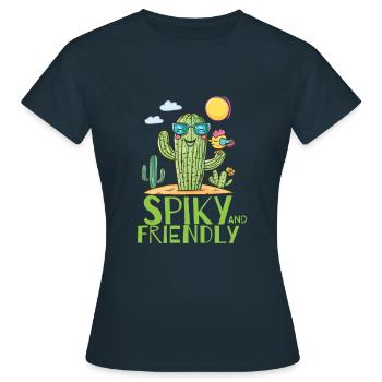 Stachelig und freundlich - Frauen T-Shirt - Navy - Vorne - AI Model Female 172 dark (172cm)