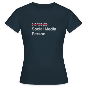 Famous Media - Women's T-Shirt - navy - Front - AI Model Female 172 dark (172cm)