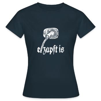 o'zapft mit Elektroauto - E-Auto Aufladen Spruch - Frauen T-Shirt - Navy - Vorne - AI Model Female 172 dark (172cm)
