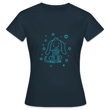 small cuddly dog - Women's T-Shirt - navy - Front - AI Model Female 172 dark (172cm)