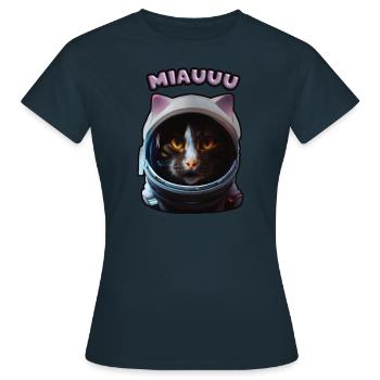 Space Cat: Reise ins Unbekannte - Frauen T-Shirt - Navy - Vorne - AI Model Female 172 dark (172cm)