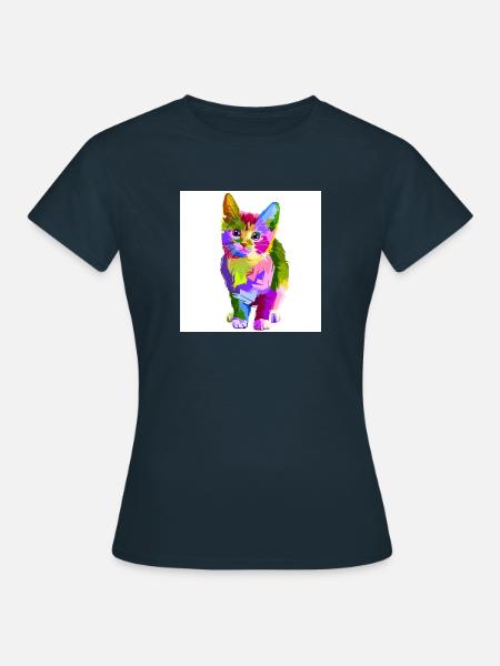 Die Bunte Katze - Frauen T-Shirt - Navy