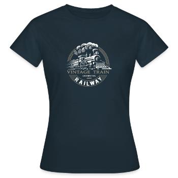 Locomotive, train, locomotive à vapeur - T-shirt Femme - marine - Devant - AI Model Female 172 dark (172cm)