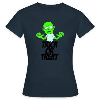 zombie trick or treat - Frauen T-Shirt - Navy - Vorne - AI Model Female 172 dark (172cm)