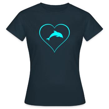 Delphin - Frauen T-Shirt - Navy - Vorne - AI Model Female 172 dark (172cm)