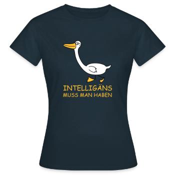 Intelligente Gans (b) - Frauen T-Shirt - Navy - Vorne - AI Model Female 172 dark (172cm)