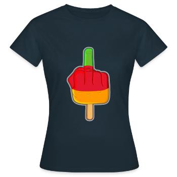 Lutschfinger Stinkefinger Flutschfinger Eis - Frauen T-Shirt - Navy - Vorne - AI Model Female 172 dark (172cm)