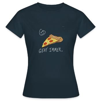 pizza geht immer - Frauen T-Shirt - Navy - Vorne - AI Model Female 172 dark (172cm)