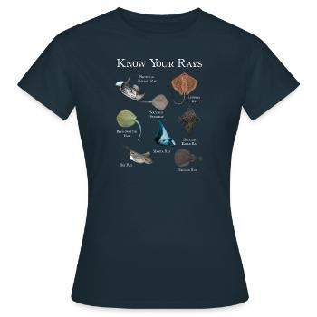 Manta Rochen Arten Geschenk Meeresbiologie Tauchen - Frauen T-Shirt - Navy - Vorne - AI Model Female 172 dark (172cm)