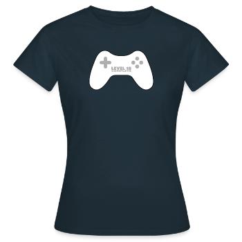 Level 18 abgeschlossen - weißes Gamepad, Gamepad - Frauen T-Shirt - Navy - Vorne - AI Model Female 172 dark (172cm)
