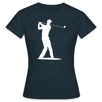 Golfspieler Silhouette - Abschlag Golf - Frauen T-Shirt - Navy - Vorne - AI Model Female 172 dark (172cm)