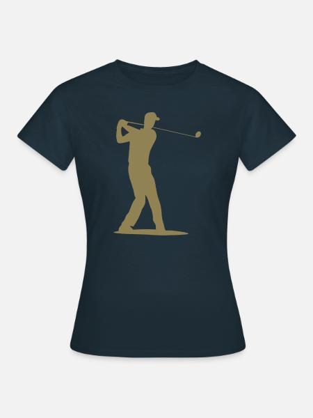 Golfspieler Silhouette - Abschlag Golf - Frauen T-Shirt - Navy