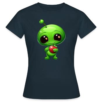 Green Alien Apple: fusion inattendue - T-shirt Femme - marine - Devant - AI Model Female 172 dark (172cm)
