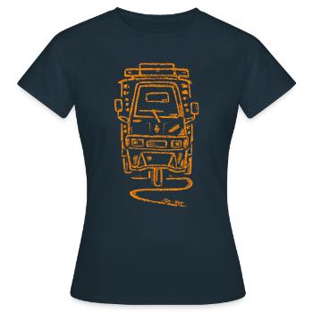 APE50 mit Kasten gelb Ape-tizer - Frauen T-Shirt - Navy - Vorne - AI Model Female 172 dark (172cm)